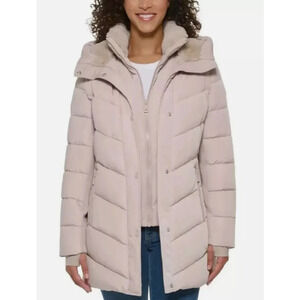 Andrew Marc Women's Mixed Media Hooded Puffer Walker Jacket, XL